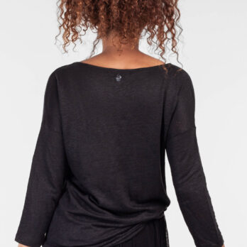 Alma & Lovis Longsleeve 3 4 Arm Leinen Schwarz