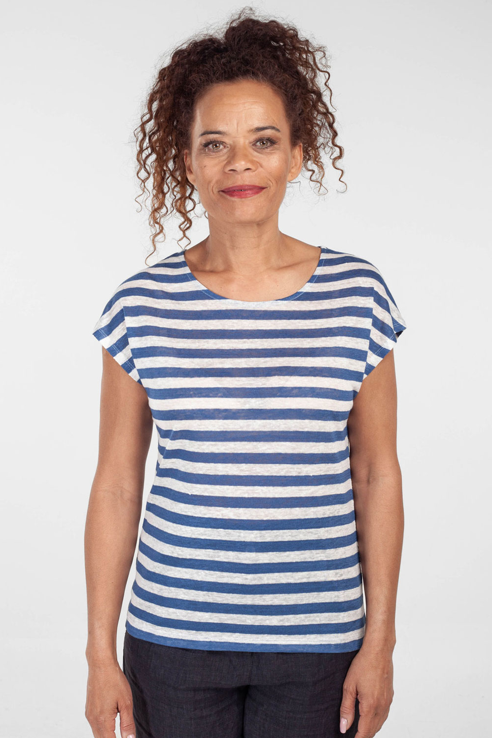 Alma & Lovis T Shirt Leinen Blau Weiß Gestreift 1
