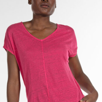 Alma & Lovis T Shirt V Ausschnit Leinen Pink1