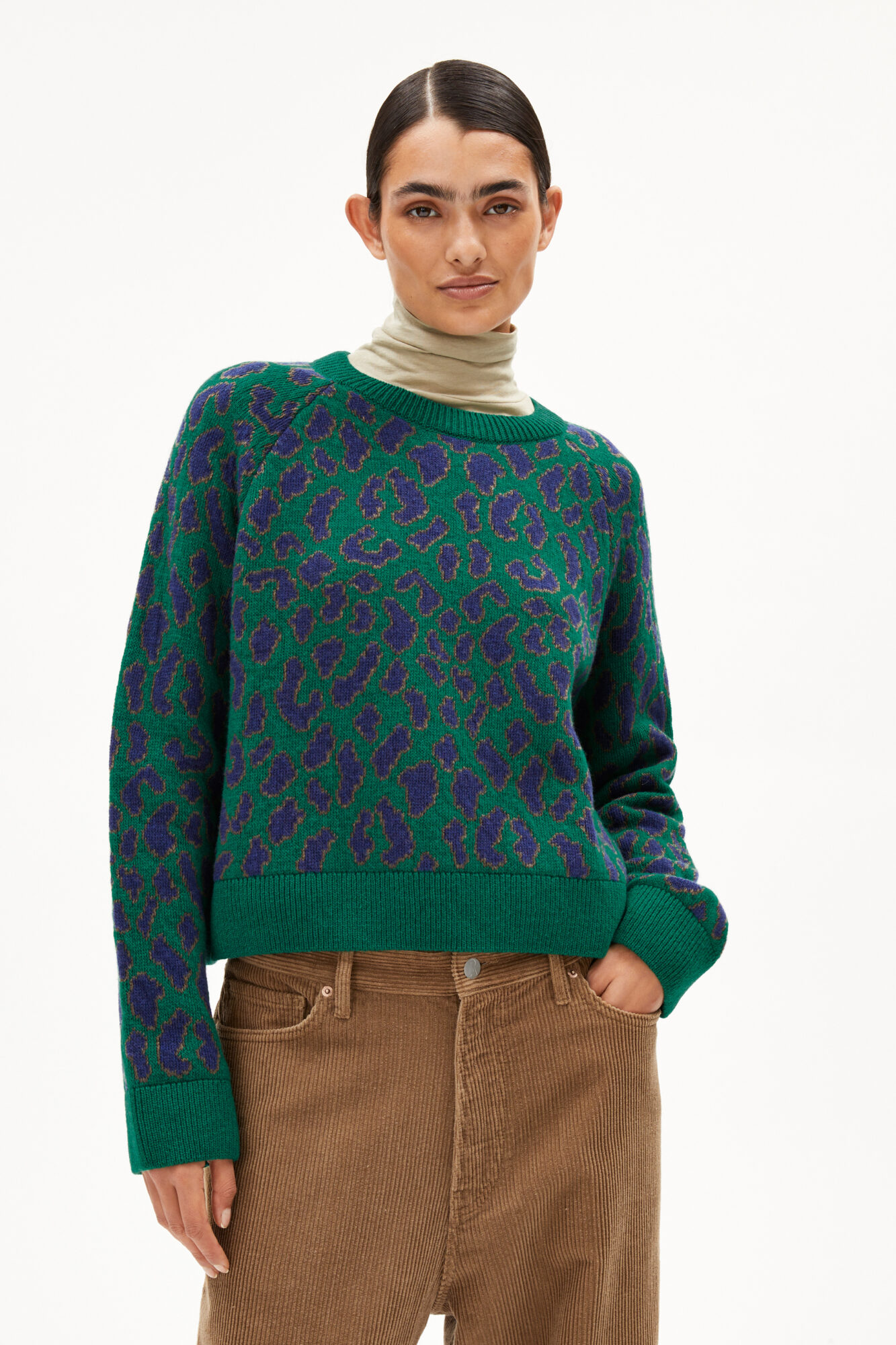 Armedangels Pulli Diliriaa Leopaa Emerald Green2