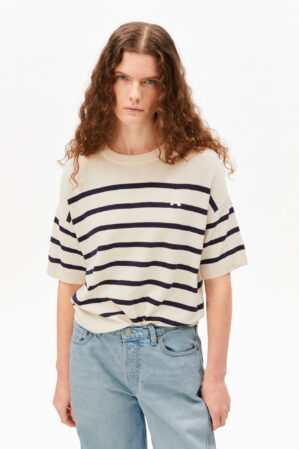 Armedangels Striped Linen Blend Sweater Undyed Tinted Navy4