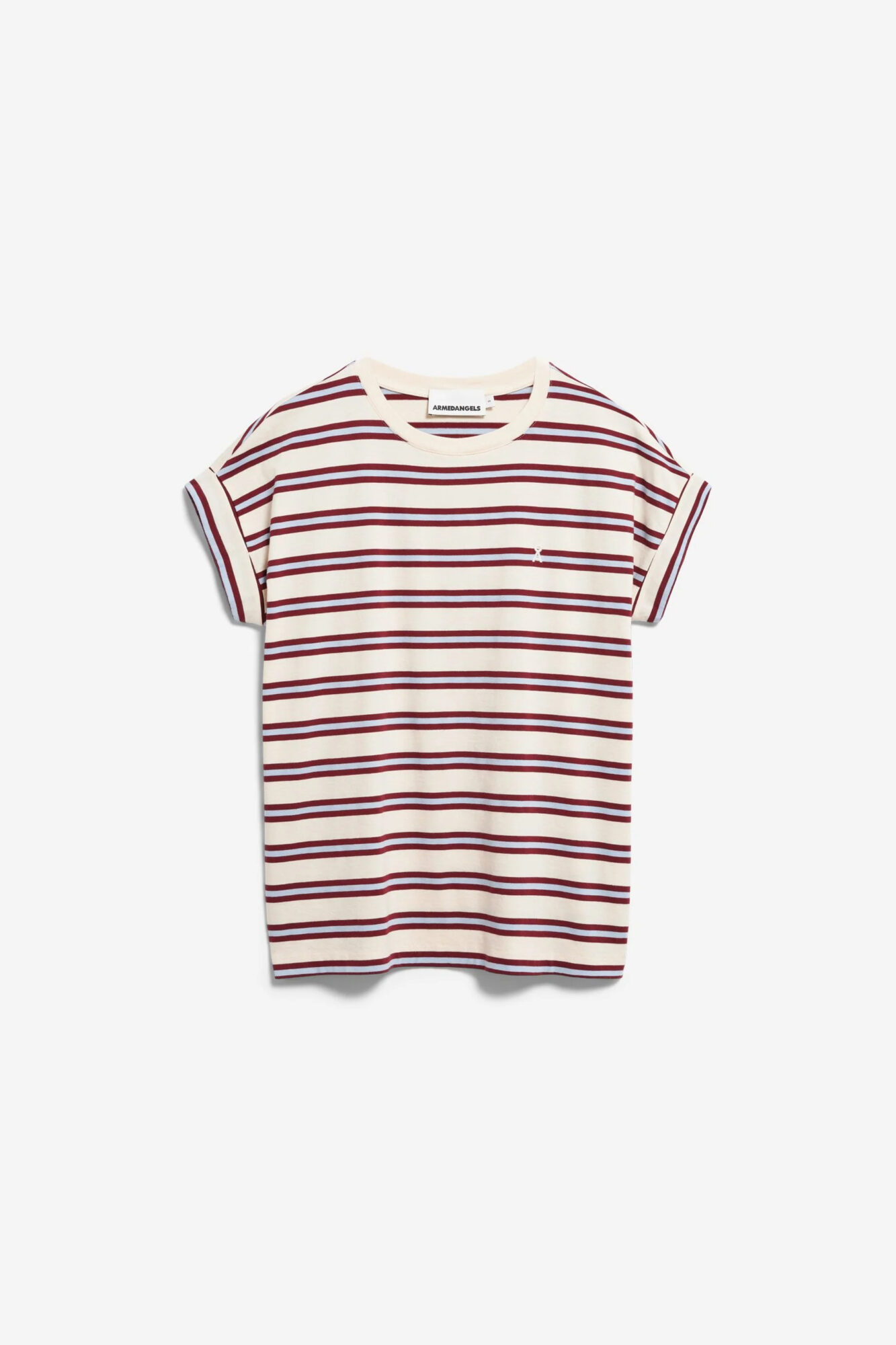 Armedangels T Shirt Idaara Undyed Velvet Red Soft Blue