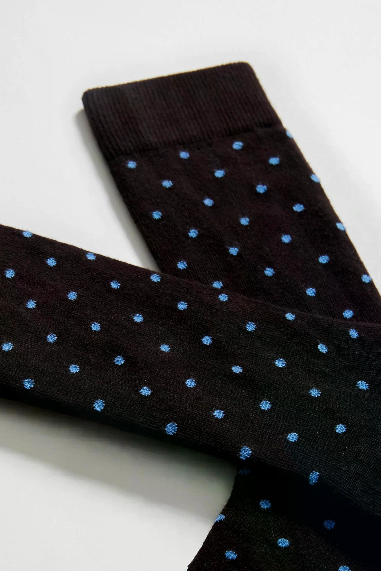 Besocks Socken Dots Dunkelbraun Hellblau