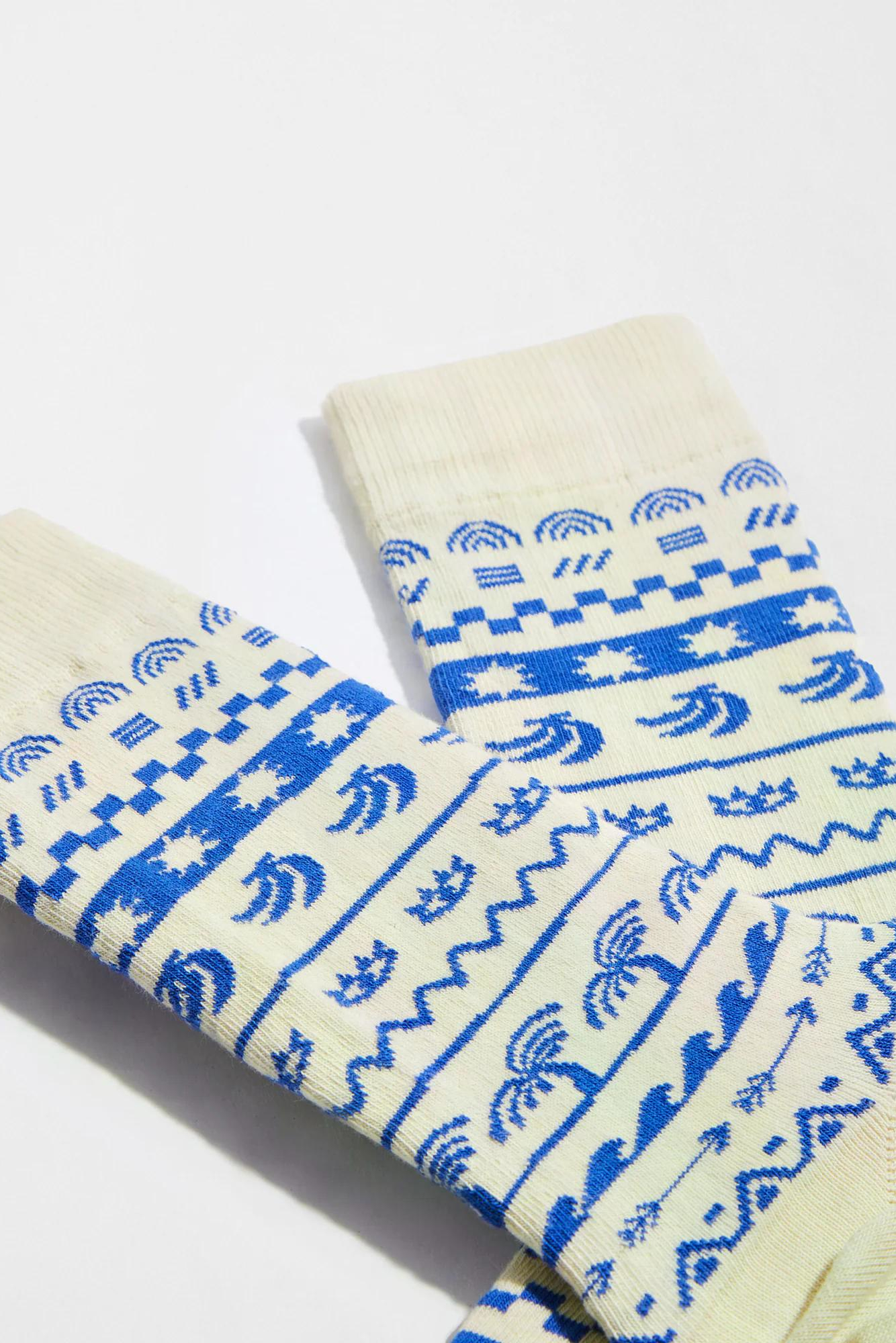 Besocks Socken Mosaic Creme Blau