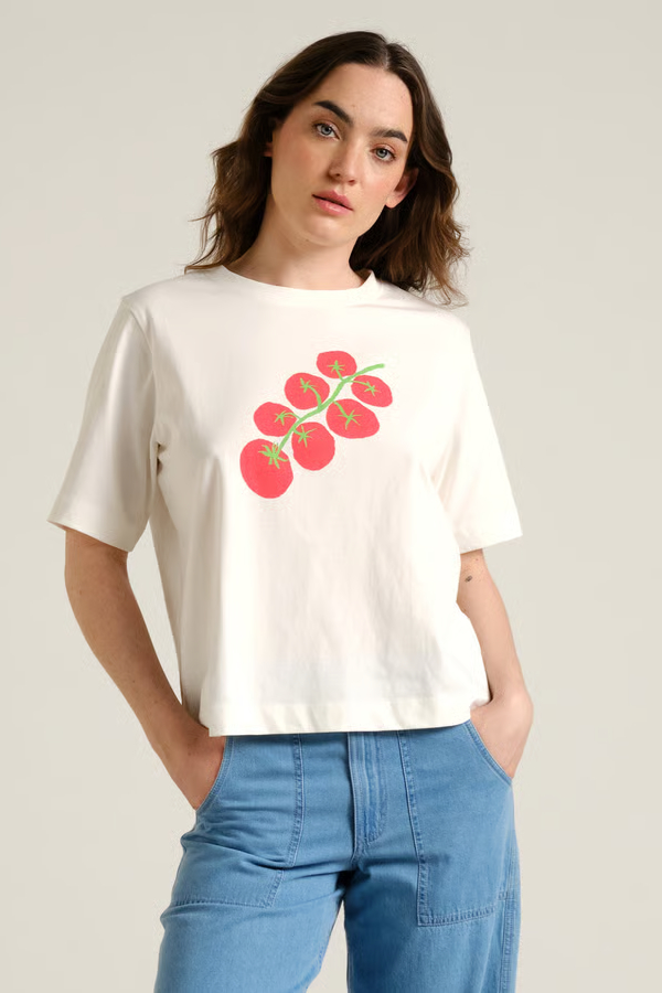 Dedicated T Shirt Vadstena Tomato Offwhite