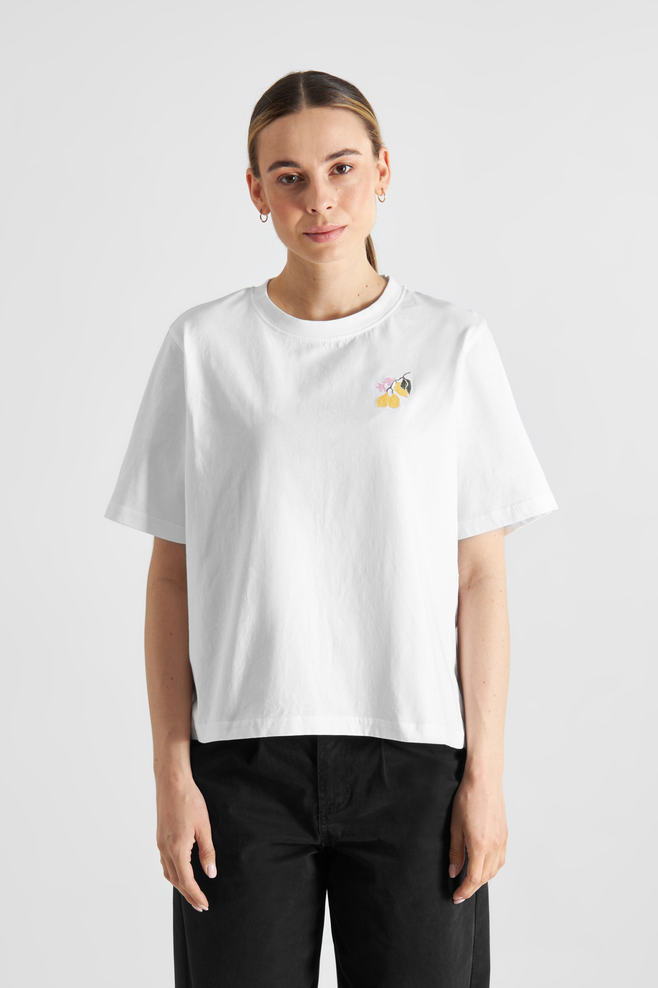 Dedicated T Shirt Vadstena Lemon Branch White