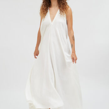 Dress Mp Long Linen Viscose White U 1