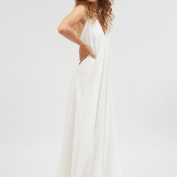 Dress Mp Long Linen Viscose White U 2