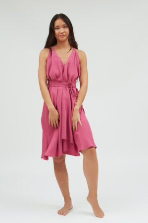 Dress Mp Short Tencel Linen Fuchsia U 1