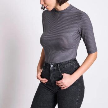 Jan N June T Shirt Nina Rib Dark Grey