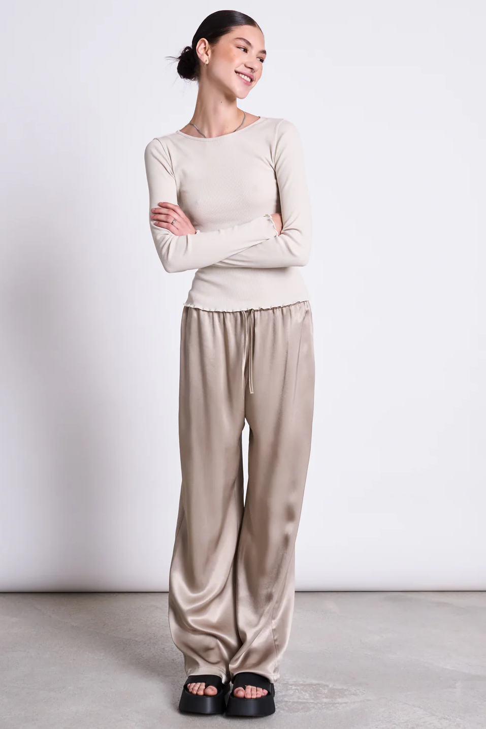 Jan N June Silky Pants Fris Silver Grey1