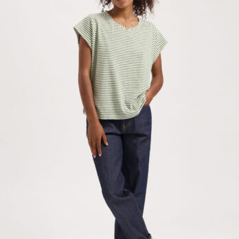 Kuyichi T Shirt Celine Pine Green Off White 3