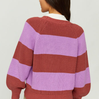 Mazine Cardigan Mala Stripes Mahogany Lilac Pink 1