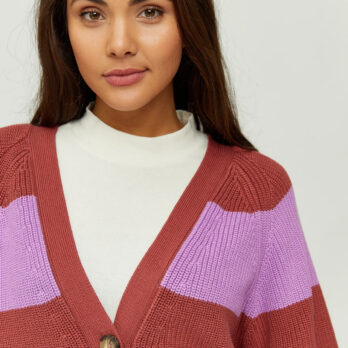 Mazine Cardigan Mala Stripes Mahogany Lilac Pink 2