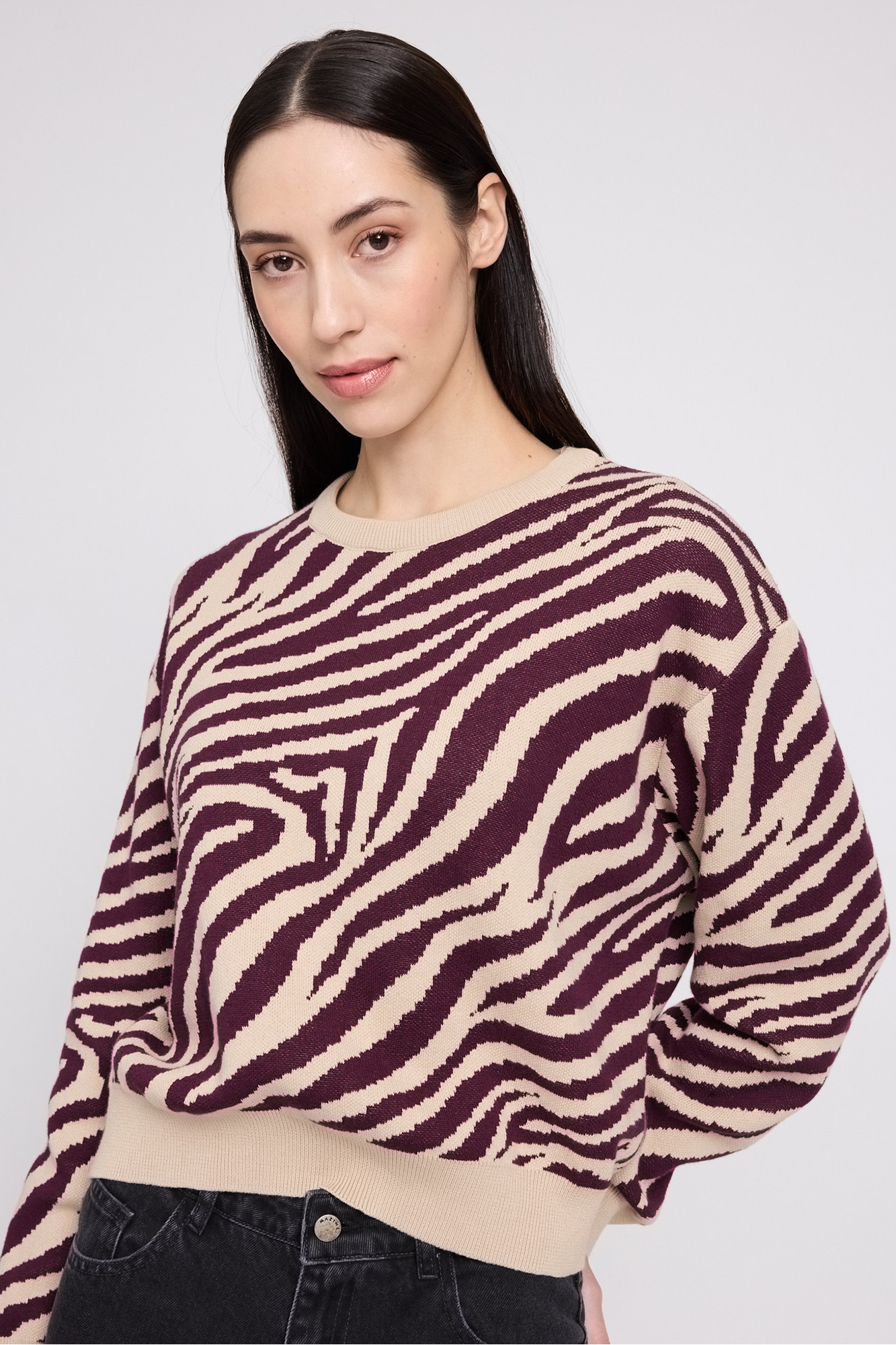 Mazine Pulli Zebra Light Beige Burgundy