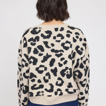 Mazine Pullover Jacard Knit Jumper Leo Peyote Black 1