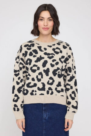 Mazine Pullover Jacard Knit Jumper Leo Peyote Black 2