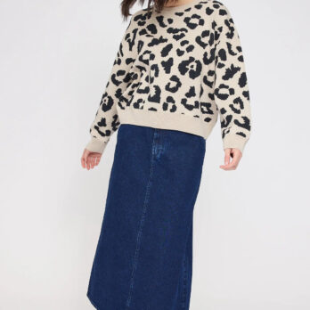 Mazine Pullover Jacard Knit Jumper Leo Peyote Black 3