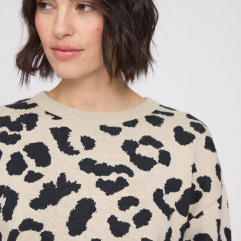 Mazine Pullover Jacard Knit Jumper Leo Peyote Black