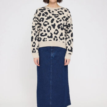 Mazine Pullover Jacard Knit Jumper Leo Peyote Black 4