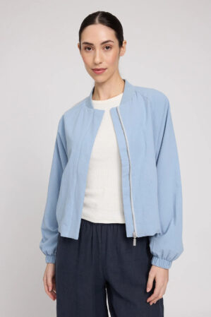 Mazine Short Cotton Bomber Jacket Light Blue
