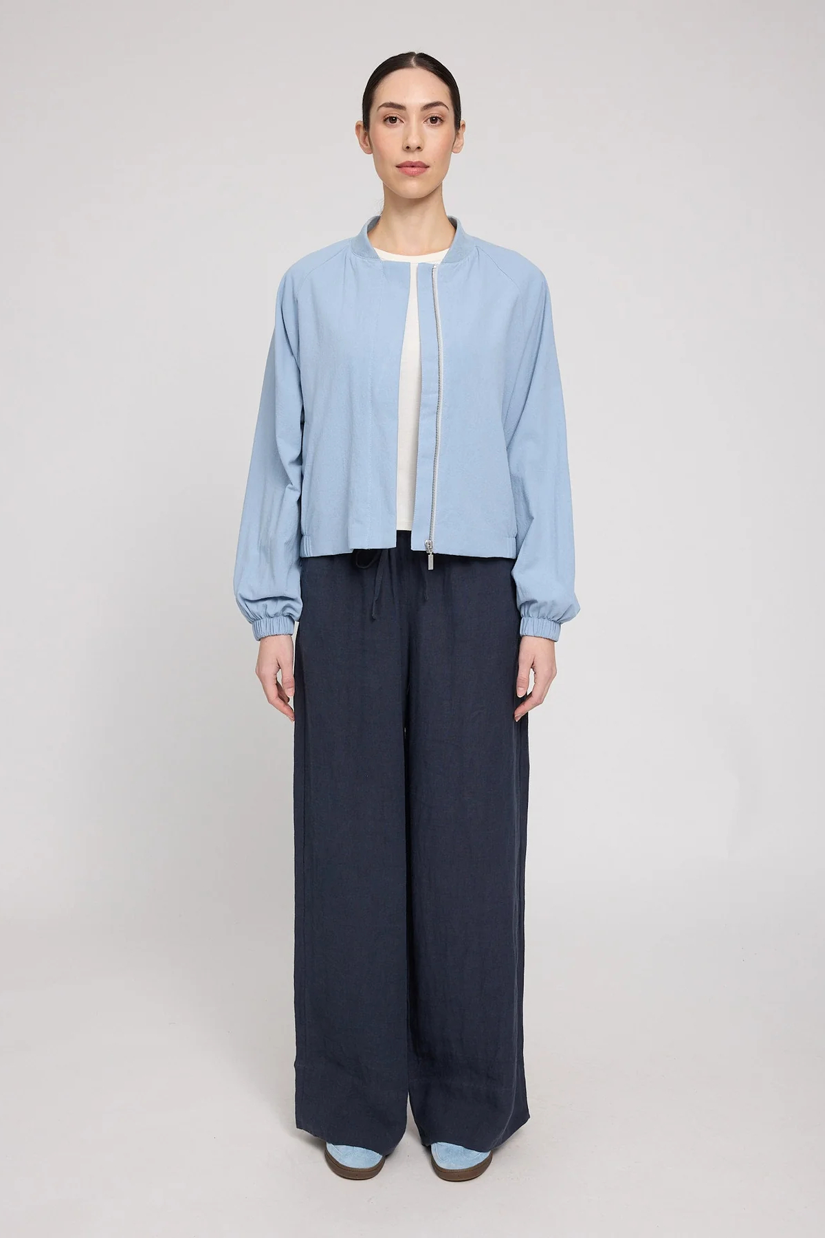 Mazine Short Cotton Bomber Jacket Light Blue2