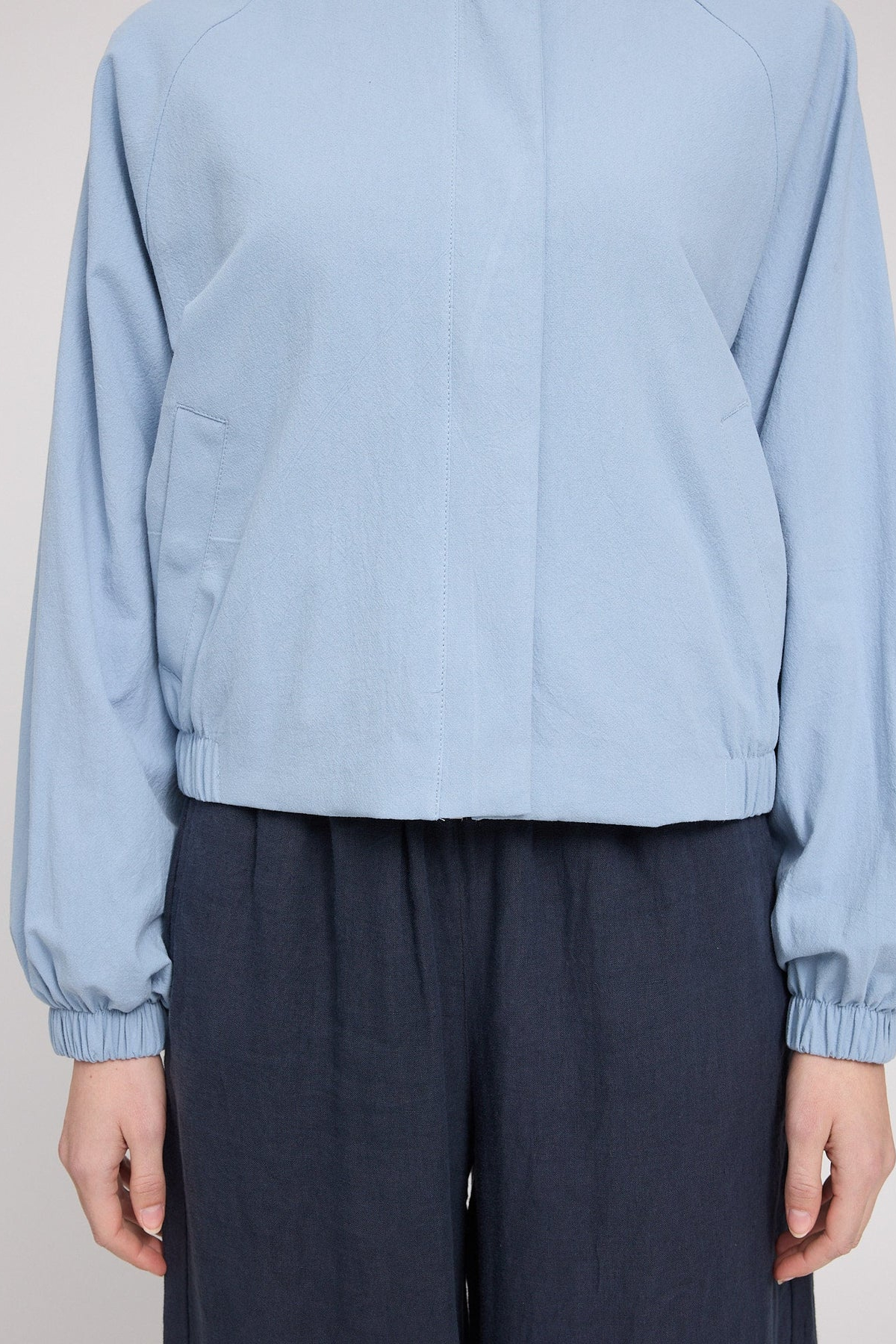 Mazine Short Cotton Bomber Jacket Light Blue3