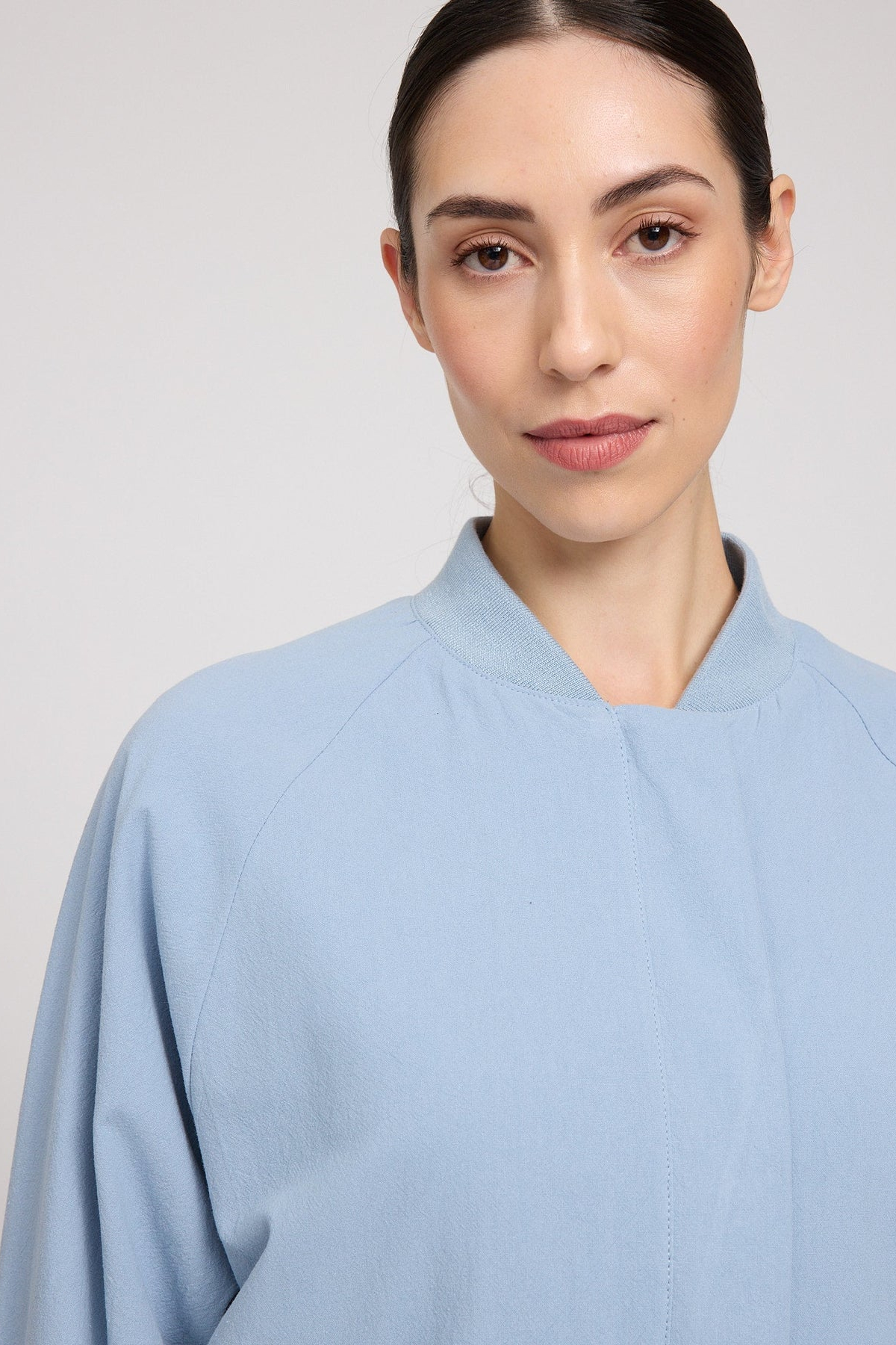 Mazine Short Cotton Bomber Jacket Light Blue4