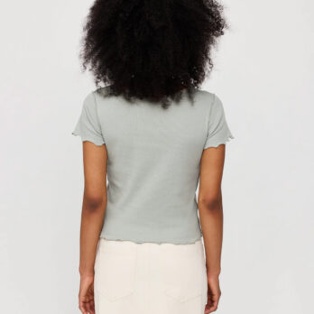 Mazine T Shirt Ribbed T Shirt Aqua Grey 4