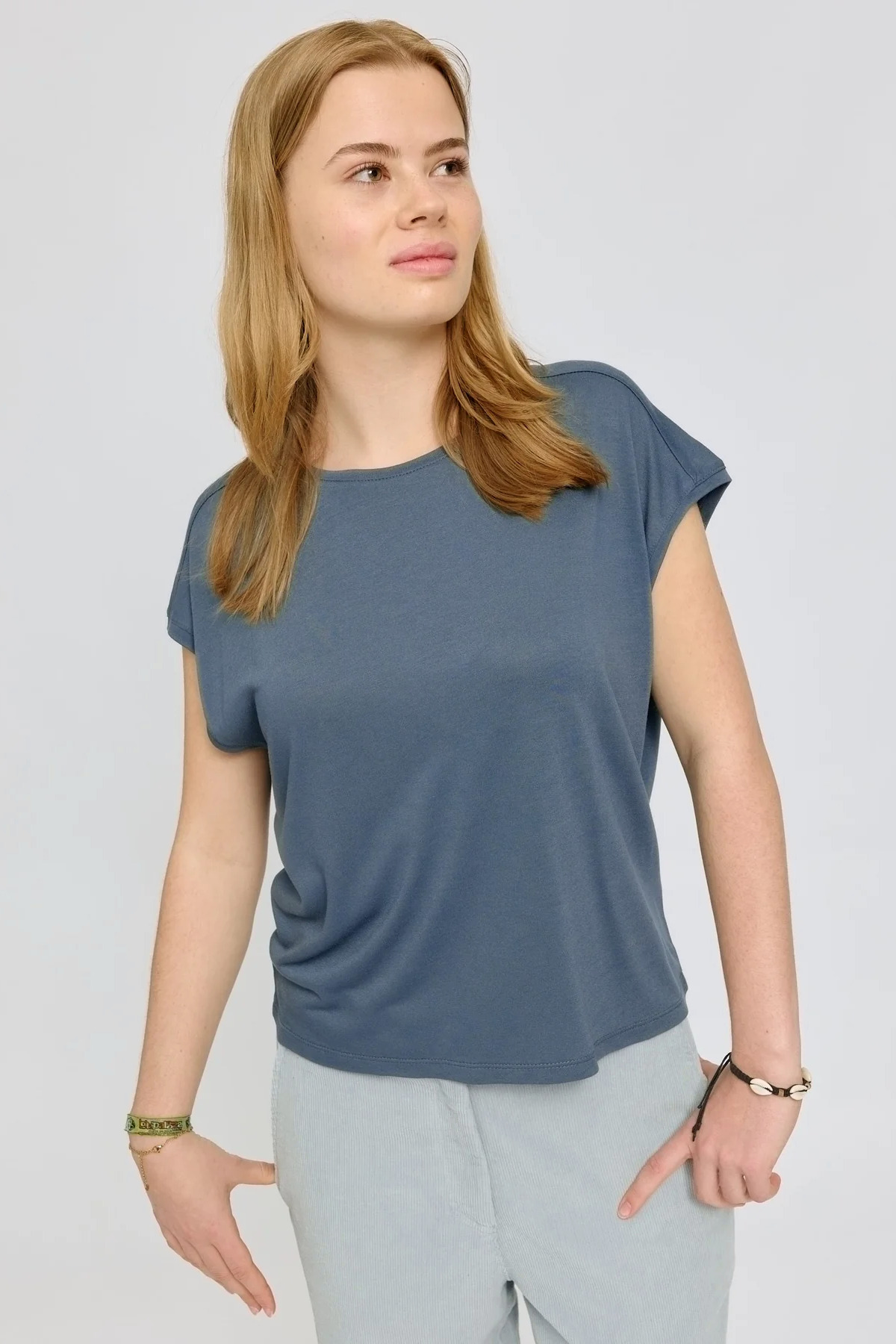 Mazine T Shirt Cropped Steel Blue 4