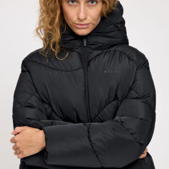 Mazine Waves Quilt Short Puffer Jacket Black 1