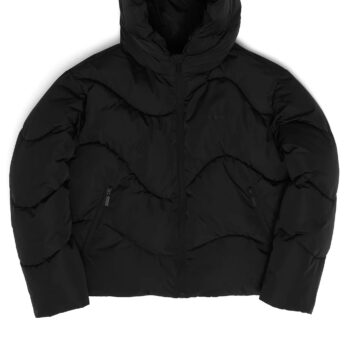 Mazine Waves Quilt Short Puffer Jacket Black