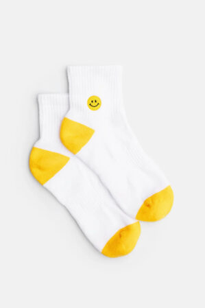 Natural Vibes Sneakersocken Kurz Wei&szlig; Smile2