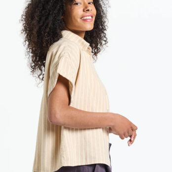 New Optimist Bluse Zeel Leinen Beige Stripes 2