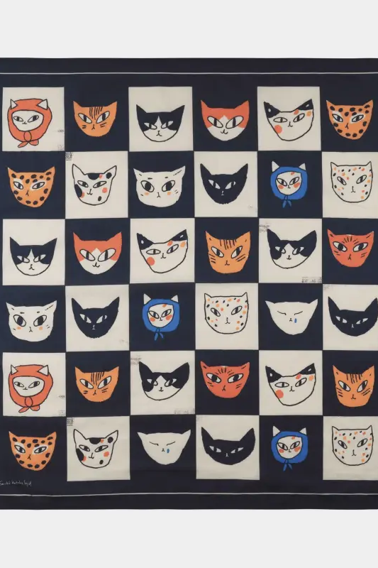 Halstuch Scarf Kullavik Cat Bingo Black